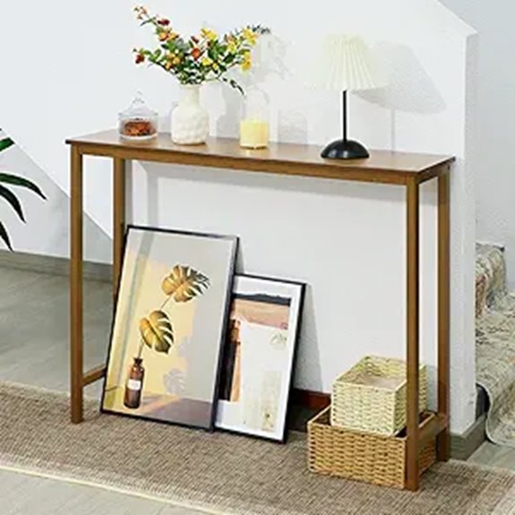 walnut narrow console table