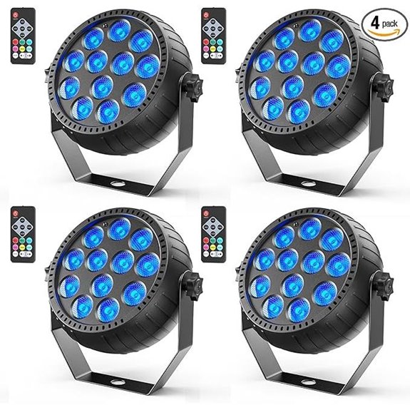 Rechargeable LED Stage Lights with Remote 4 Pack