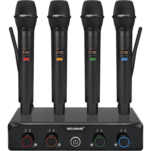 Wireless Microphone System with 4 Handheld Mics