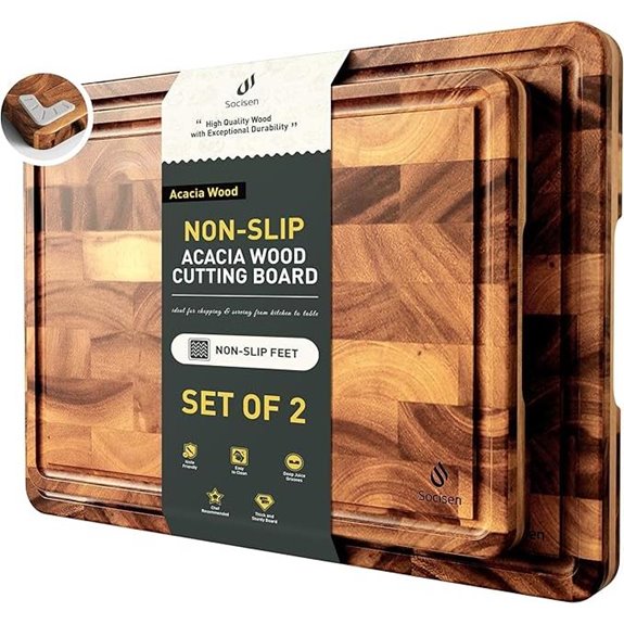 End Grain Cutting Board Set with Juice Grooves