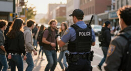 Four arrested and officer hurt in violent disorder